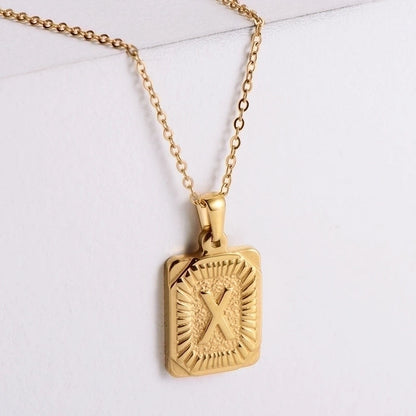 304 Stainless Steel 18K Gold Plated Minimalist Plating Letter No Inlaid Pendant Necklace