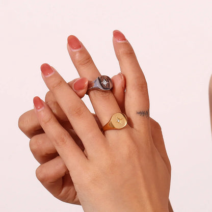 Fashion Versatile Octagram Geometric Stainless Steel 18K Gold Plated Rings