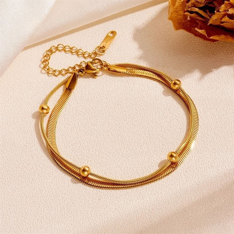 Elegant Minimalist Solid Color Titanium Steel 18K Gold Plated Bracelets Anklet Necklace