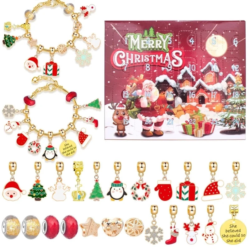 1 Set Zinc Alloy Christmas Tree Santa Claus Snowman Advent Calendar Jewelry Accessories