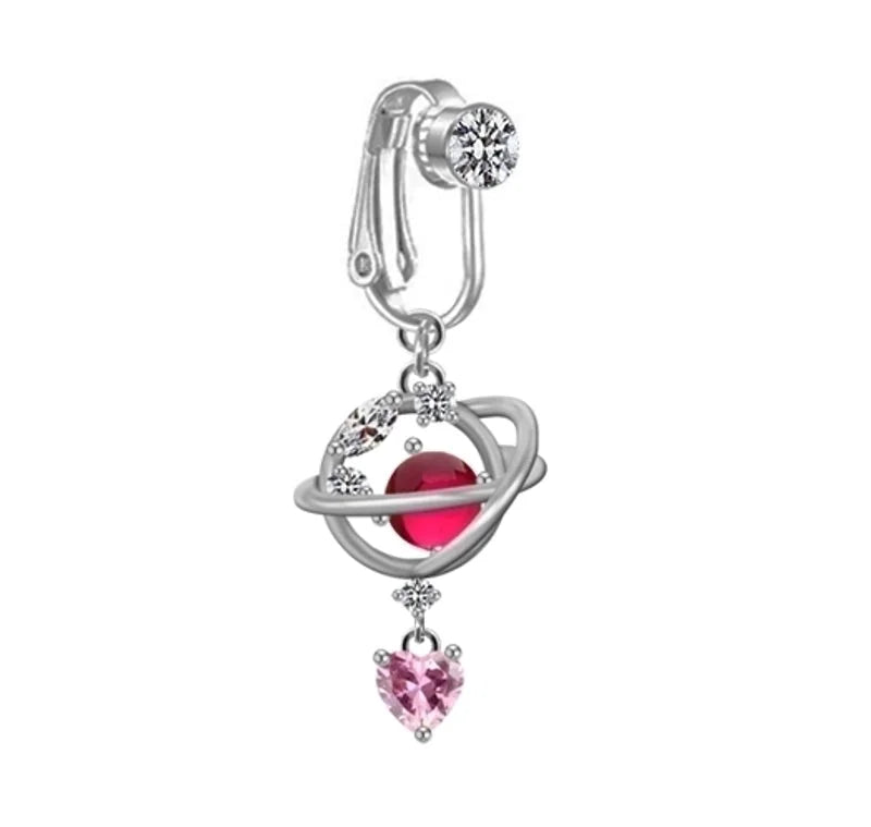 1 Piece Belly Rings Sexy Heart Shape Butterfly Planet 316L Stainless Steel Alloy Plating Inlay Acrylic Rhinestones Glass White Gold Plated Gold Plated