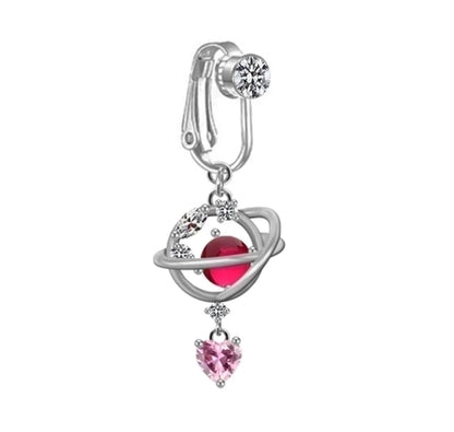 1 Piece Belly Rings Sexy Heart Shape Butterfly Planet 316L Stainless Steel Alloy Plating Inlay Acrylic Rhinestones Glass White Gold Plated Gold Plated