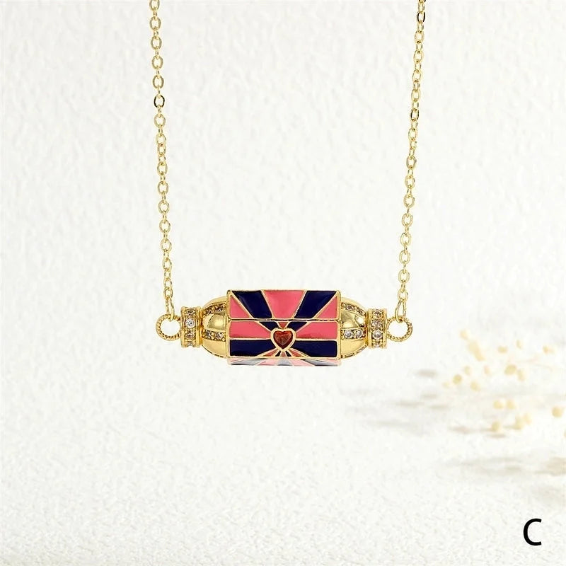 Copper 18K Gold Plated Plating Inlay Devil's Eye Heart Shape Candy Zircon Pendant Necklace