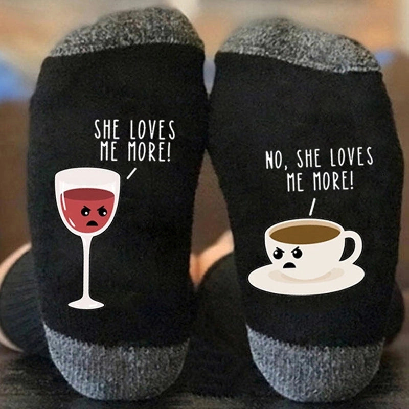 Unisex Casual Letter Snowman Cotton Crew Socks