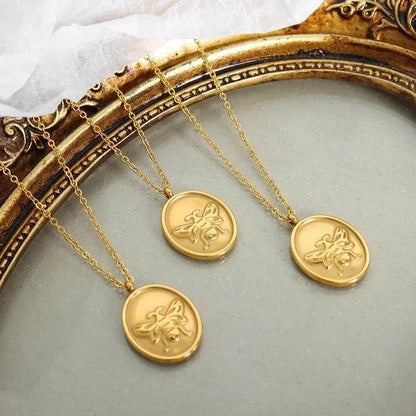 Modern Style Minimalist Bee 304 Stainless Steel 18K Gold Plated Plating Pendant Necklace