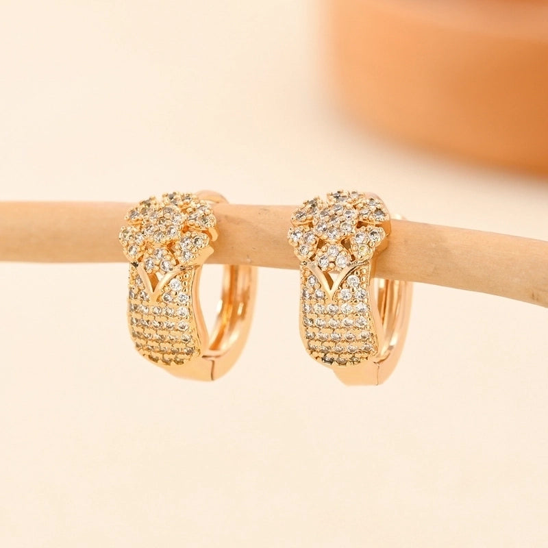 1 Pair Minimalist Solid Color Copper Zircon Earrings