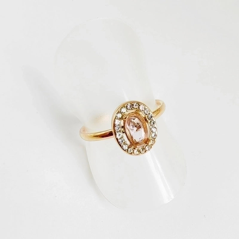 304 Stainless Steel Titanium Steel 18K Gold Plated Minimalist Round Oval Rhinestones Zircon Open Rings