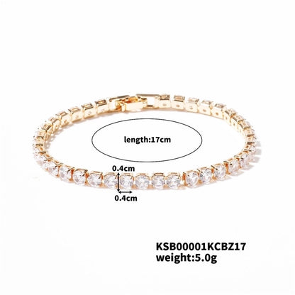 Copper Minimalist Shiny Inlay Geometric Zircon Bracelets Tennis Bracelet
