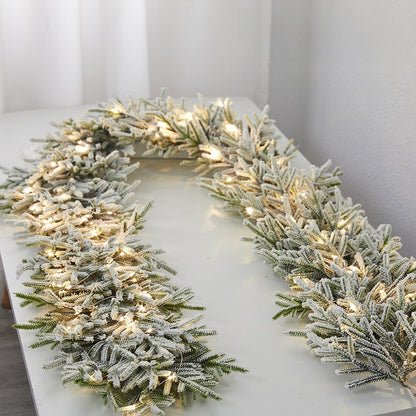 Christmas Pe Encrypted White Flocked Ribbon Decoration Christmas Vine Hotel Mall Window Storefront Scene Arrangement Hanging