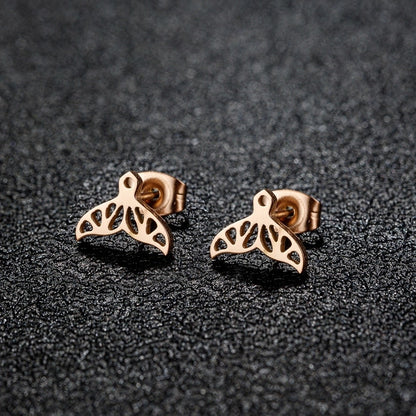 1 Pair Cute Minimalist Animal Notes Polishing 304 Stainless Steel 18K Gold Plated Ear Studs