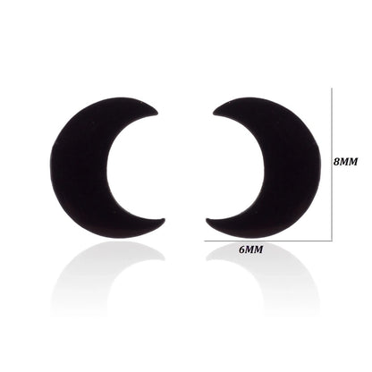 Minimalist Triangle Moon Coconut Tree Stainless Steel Asymmetrical Plating Ear Studs 1 Pair