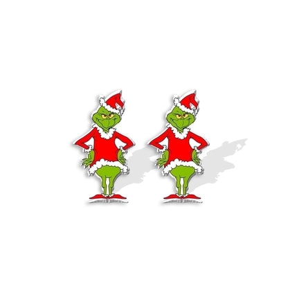 5 Pieces Cute Cartoon Christmas Hat Christmas Tree Arylic Epoxy Christmas Women's Earrings 1 Pair
