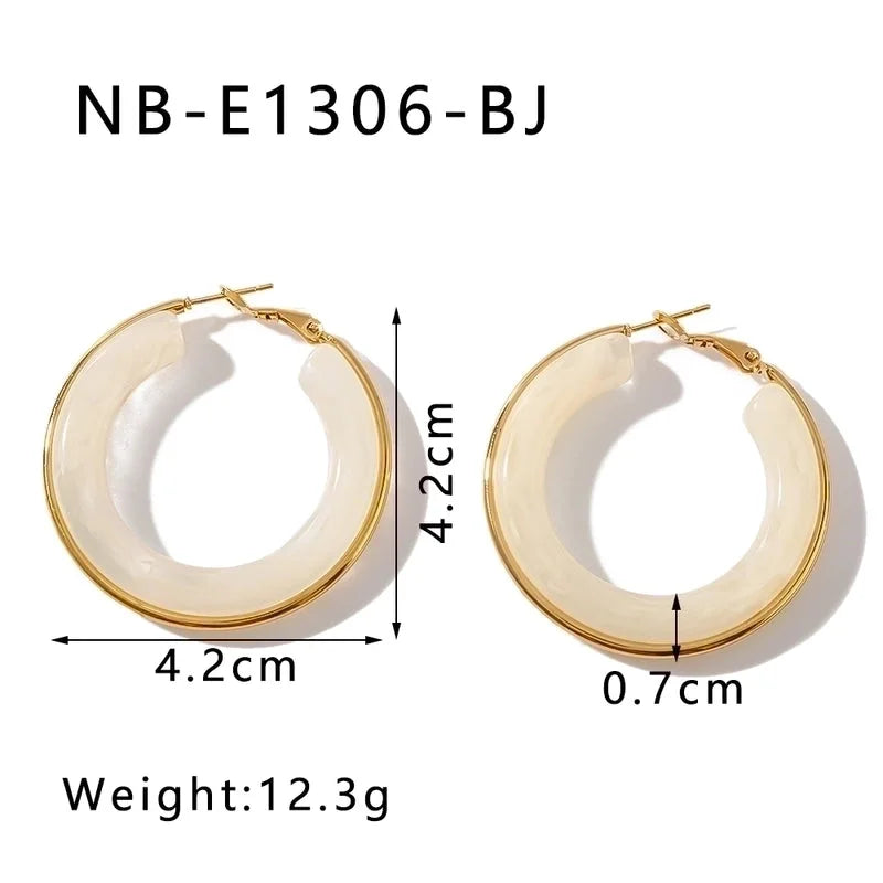 1 Pair Elegant Minimalist Classic Style Circle Multicolor Simple Plating 304 Stainless Steel 18K Gold Plated Earrings