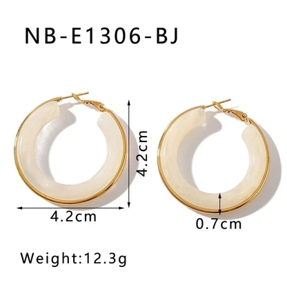 1 Pair Elegant Minimalist Classic Style Circle Multicolor Simple Plating 304 Stainless Steel 18K Gold Plated Earrings
