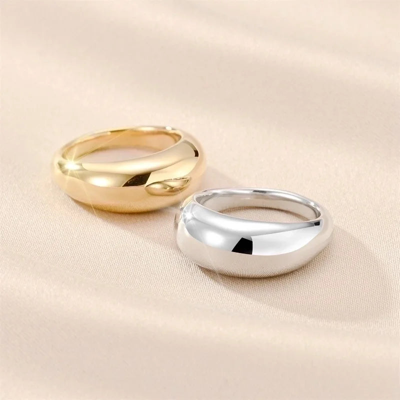 Minimalist Classic Style Solid Color Titanium Steel 18K Gold Plated Polishing Plating Rings