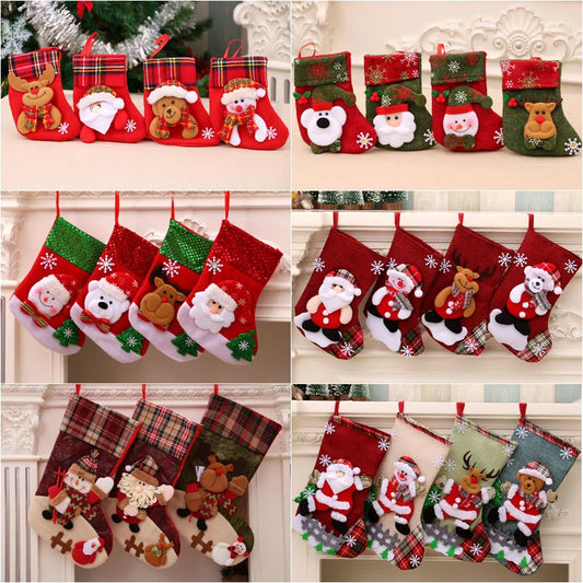 Christmas Stocking Christmas Gift Bag Christmas Small Sock Pendant Christmas Tree Hanging Decoration Bag