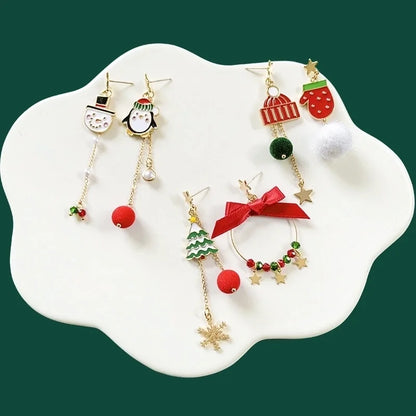 Cute Penguin Santa Claus Snowman Alloy Enamel Artificial Pearls Women's Drop Earrings