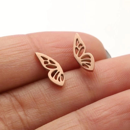 1 Pair Casual Minimalist Butterfly Umbrella Snowflake Asymmetrical Plating Hollow Out 304 Stainless Steel 18K Gold Plated Ear Studs