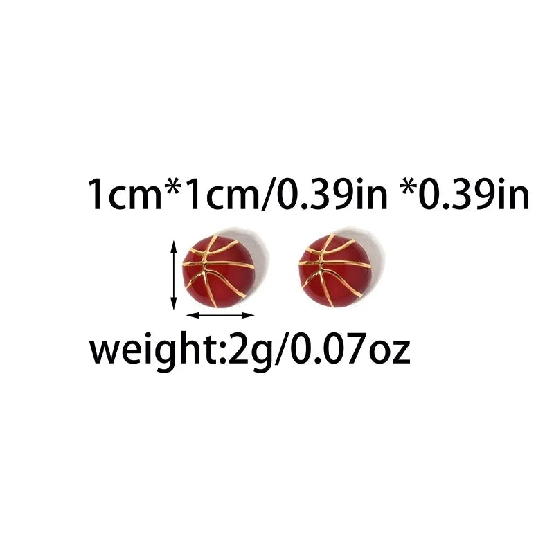 1 Pair Minimalist Sports Commute Basketball Football Enamel Plating 304 Stainless Steel 14K Gold Plated Ear Studs