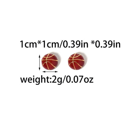 1 Pair Minimalist Sports Commute Basketball Football Enamel Plating 304 Stainless Steel 14K Gold Plated Ear Studs