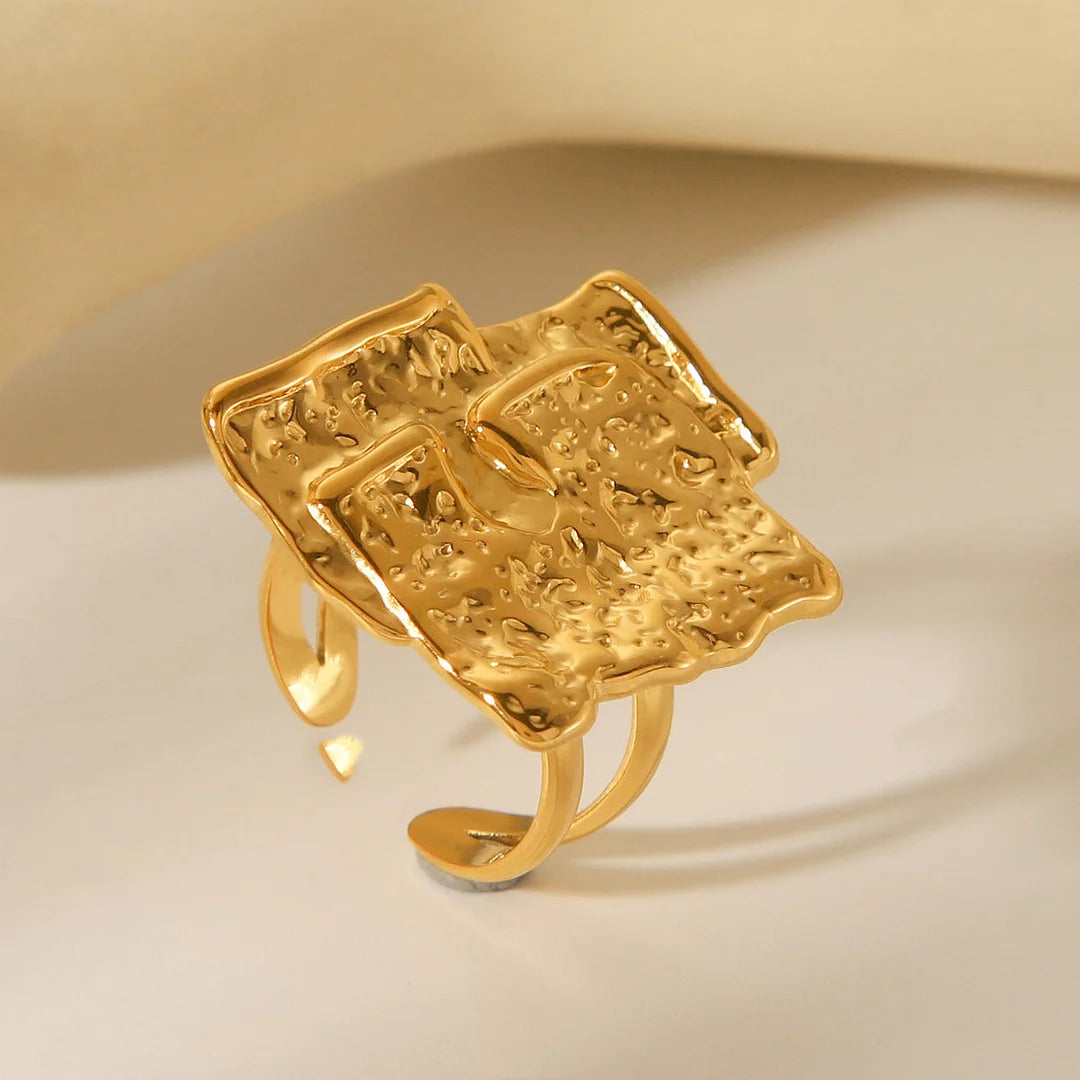 IG Style Ring Irregular Hammered Geometric Stainless Steel Electroplating Rings