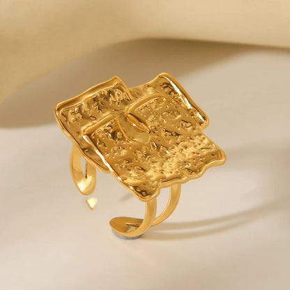 IG Style Ring Irregular Hammered Geometric Stainless Steel Electroplating Rings