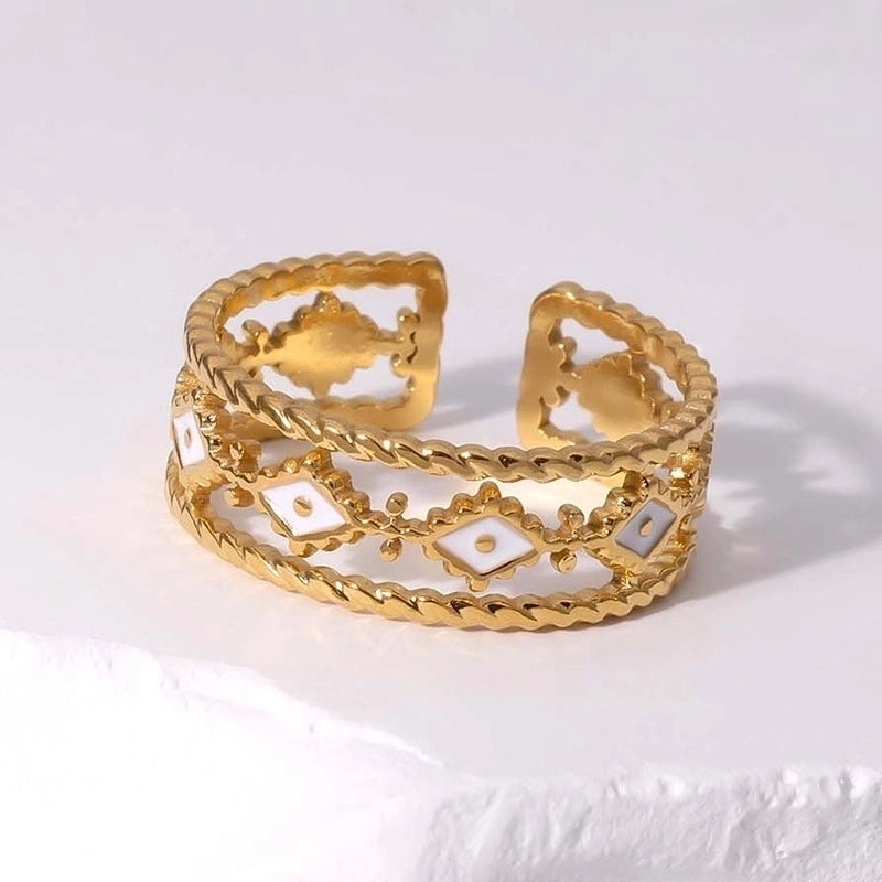 Stainless Steel Vintage Style Devil's Eye Plating Open Rings