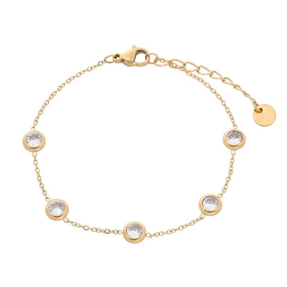 Basic Lady Geometric 304 Stainless Steel Zircon Bracelets In Bulk