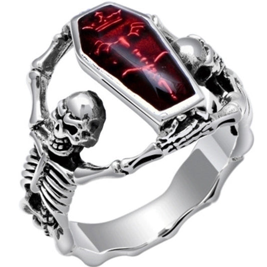 Retro Punk Skeleton Alloy Plating Halloween Men's Rings