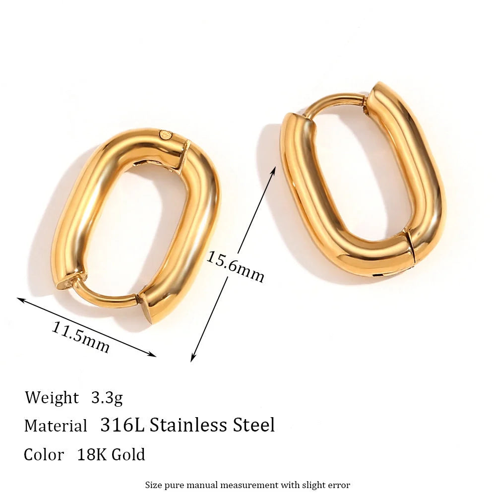 Minimalist Circle Geometric Stainless Steel 18K Gold Plated Earrings