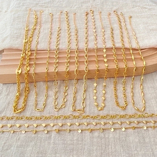 Ig Style Minimalist Solid Color Copper Plating Chain 18k Gold Plated Necklace