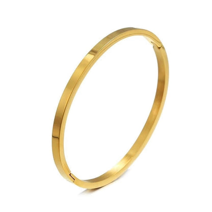 Minimalist Solid Color 304 Stainless Steel 18K Gold Plated Bangle In Bulk