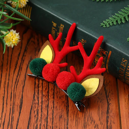 Christmas Outfit Hair Clips Hairpins Hair Accessories Children Princess Hair Ornaments Cute Reindeer Antlers Small Gifts