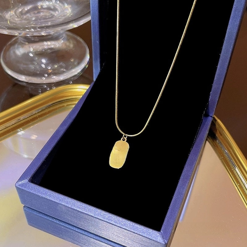 Elegant Classic Style Geometric Moon Bow Knot Titanium Steel Zircon Pendant Necklace