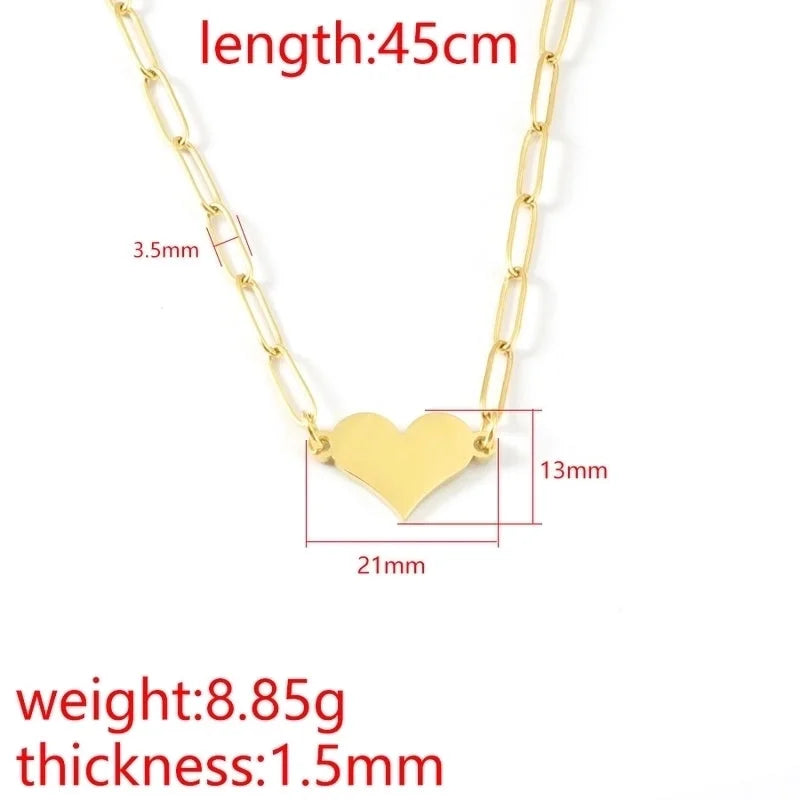 Minimalist Heart Shape 304 Stainless Steel Plating Pendant Necklace