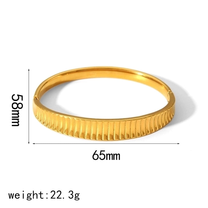 Vintage Style Roman Style Geometric 304 Stainless Steel 18K Gold Plated Zircon Bangle In Bulk