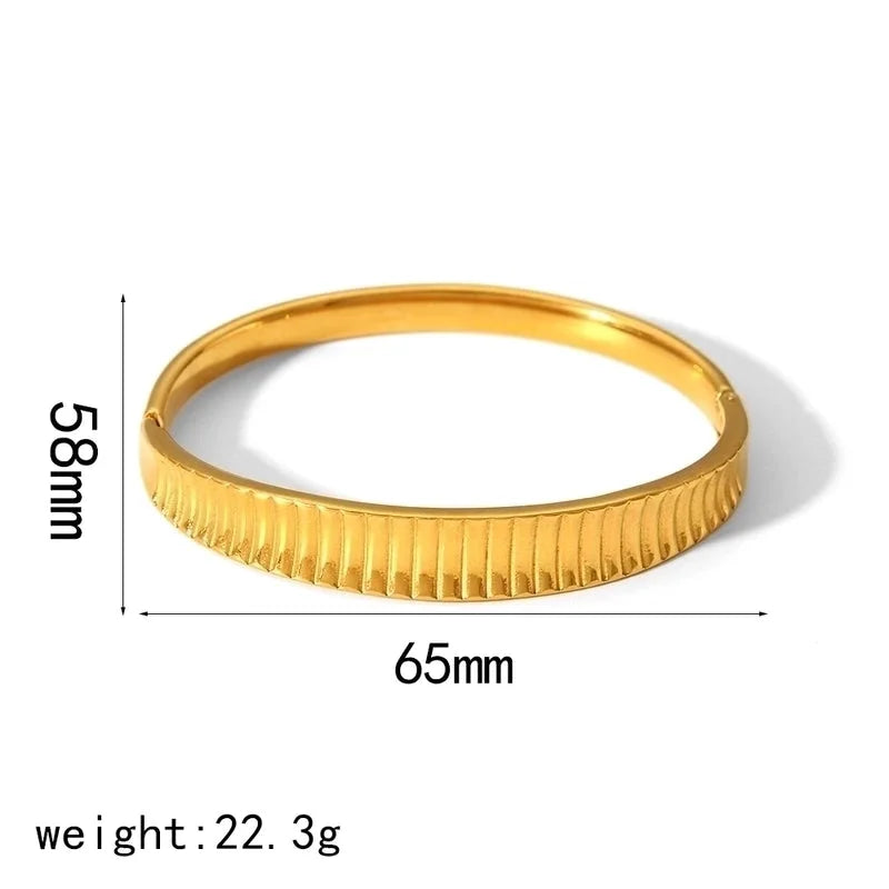 Vintage Style Roman Style Geometric 304 Stainless Steel 18K Gold Plated Zircon Bangle In Bulk