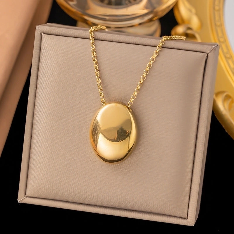 Elegant Sweet Streetwear Round Heart Shape Solid Color Titanium Steel Plating Layered Necklaces Pendant Necklace Necklace