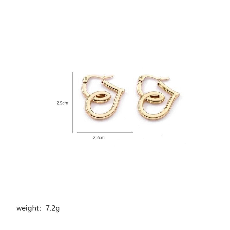 1 Pair Elegant Sweet Commute Heart Shape Plating Stainless Steel 18K Gold Plated Earrings