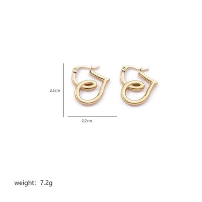 1 Pair Elegant Sweet Commute Heart Shape Plating Stainless Steel 18K Gold Plated Earrings