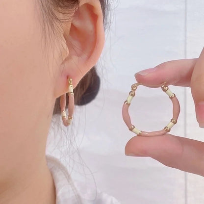 1 Pair IG Style Casual Minimalist Round Enamel Plating 304 Stainless Steel Gold Plated Earrings