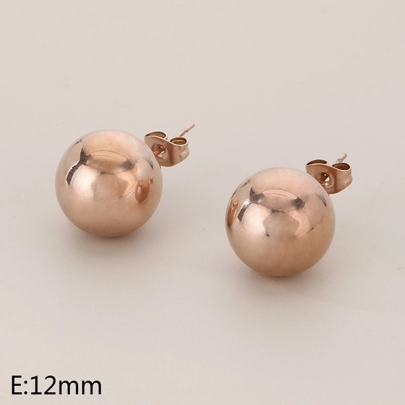 1 Pair Minimalist Round 304 Stainless Steel 18K Gold Plated Ear Studs