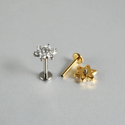 2 Pieces 3 Pieces Lip Rings Casual Elegant Vacation Triangle Flower G23 Titanium Zircon Zircon 18K Gold Plated Lip Rings Ear Cartilage Rings & Studs