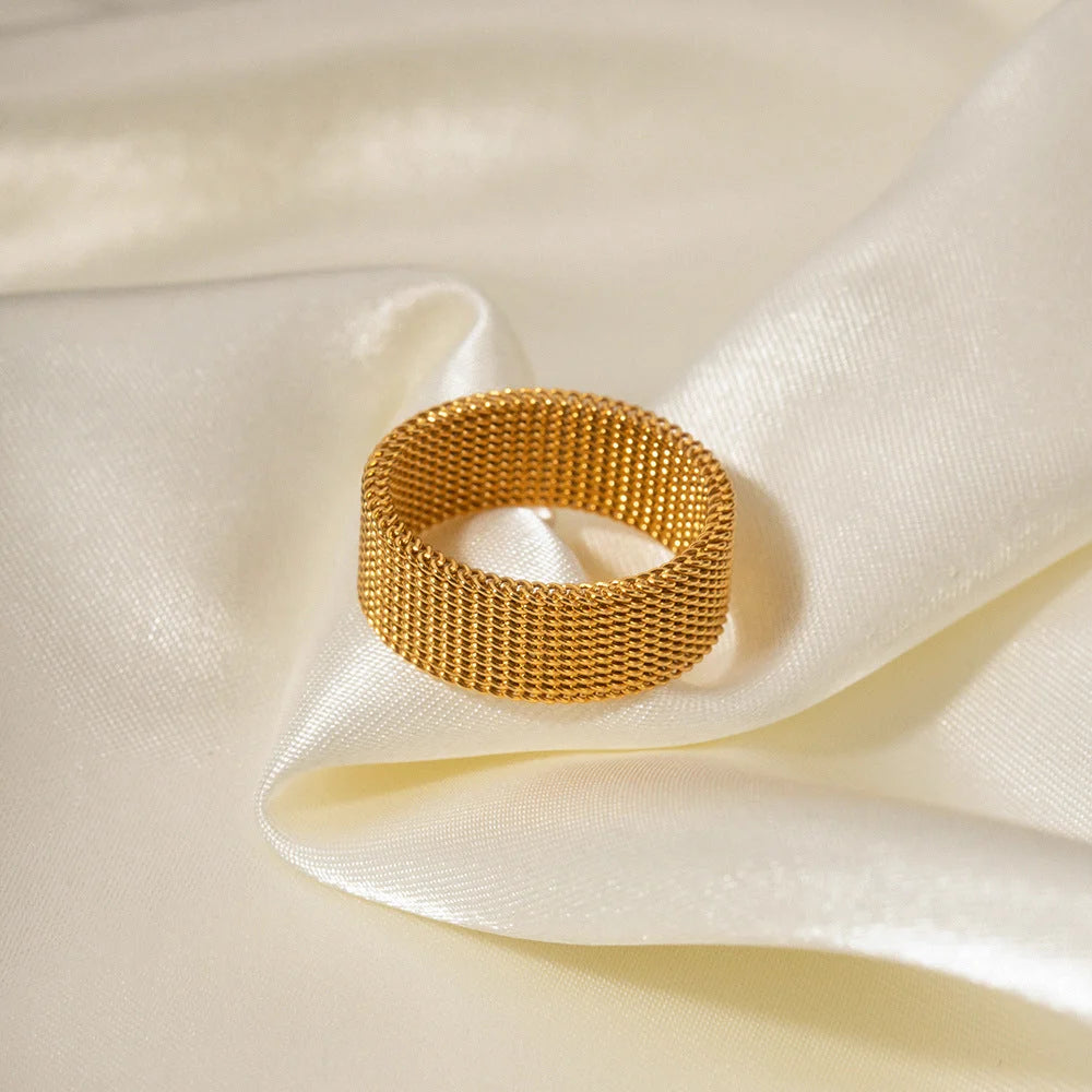 Women IG Style Circle Geometric Stainless Steel 18K Gold Plated Rings
