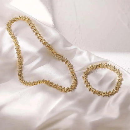 Copper 18K Gold Plated Plating Inlay Butterfly Zircon Bracelets Necklace