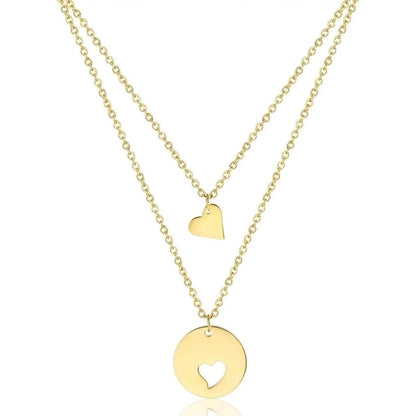 304 Stainless Steel 18K Gold Plated Minimalist Commute Plating Solid Color Layered Necklaces