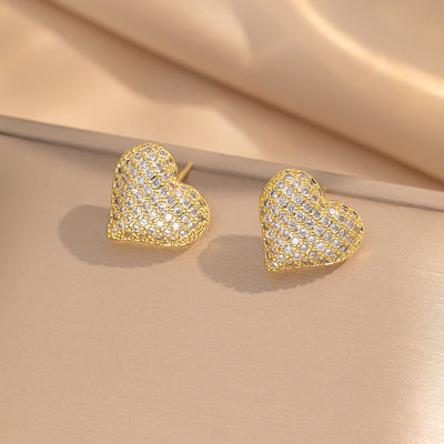 2 Pieces Moderate Luxury Flower Copper Diamond Inlay Stud Earrings