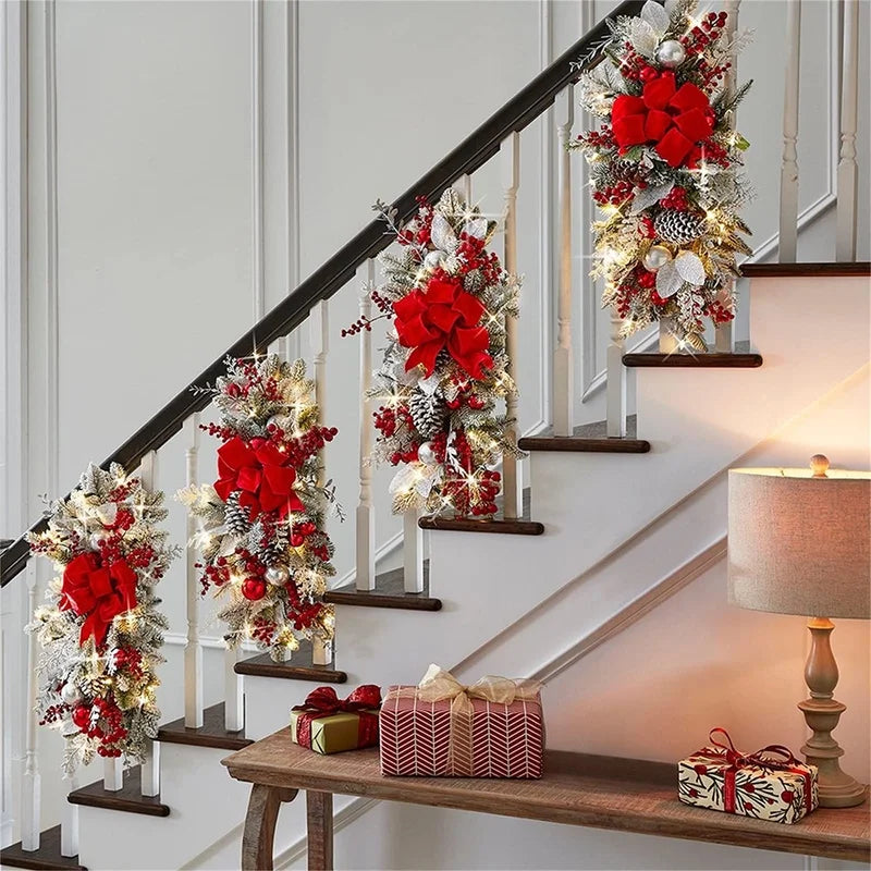 Christmas Decorations Stair Wreath Stair Decoration Hanging Ornaments Christmas Scene Layout