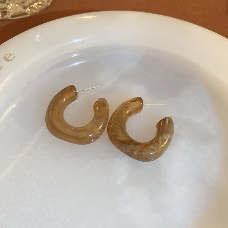 2 Pieces Minimalist Round Ellipse Geometric Copper Electroplating Earrings