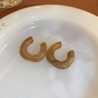 2 Pieces Minimalist Round Ellipse Geometric Copper Electroplating Earrings